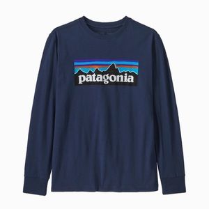 Navy Blue Patagonia Long Sleeve Large Logo Tee